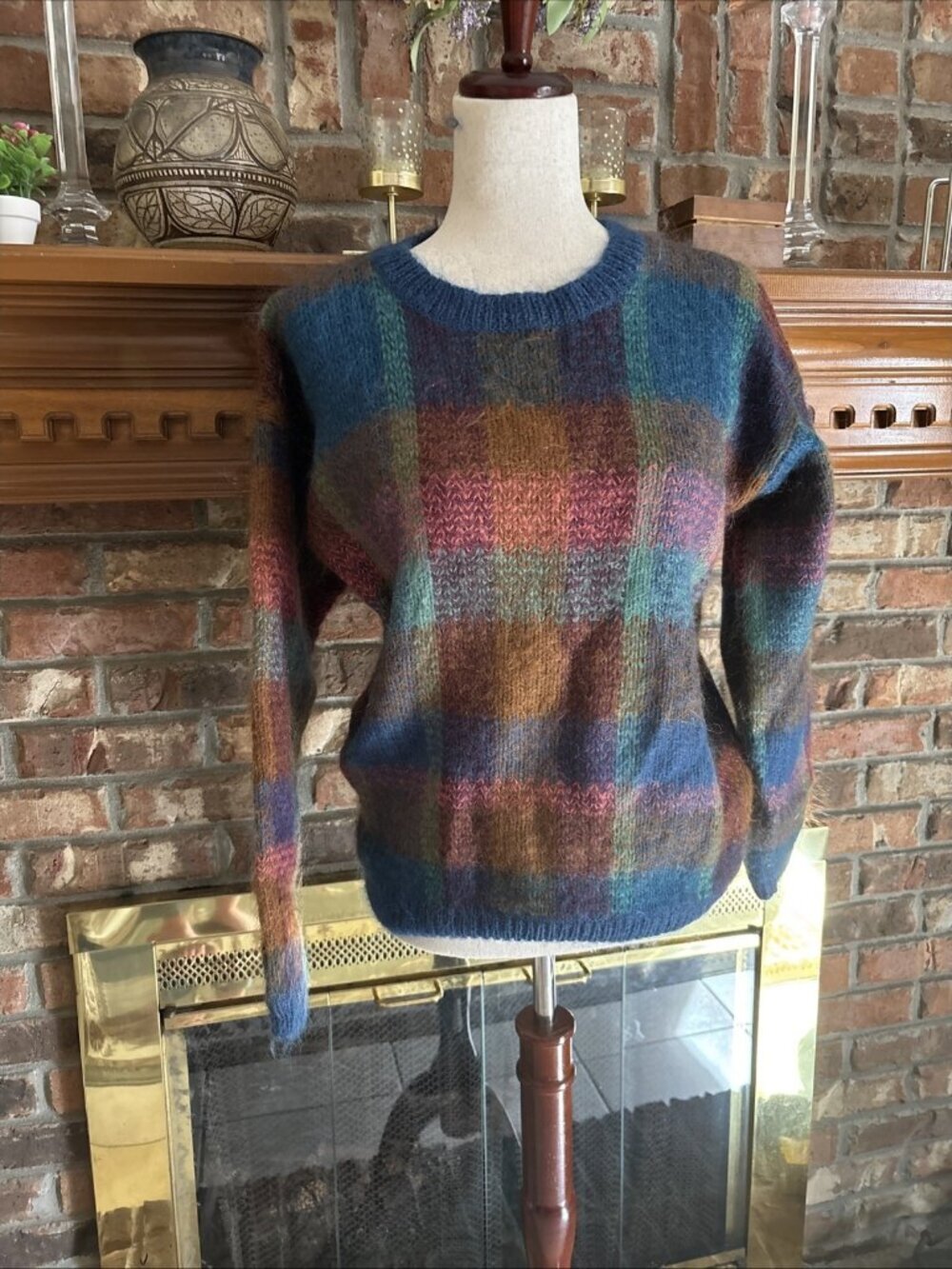 paul harris mohair sweater Blue & Tan Size Small Vintage